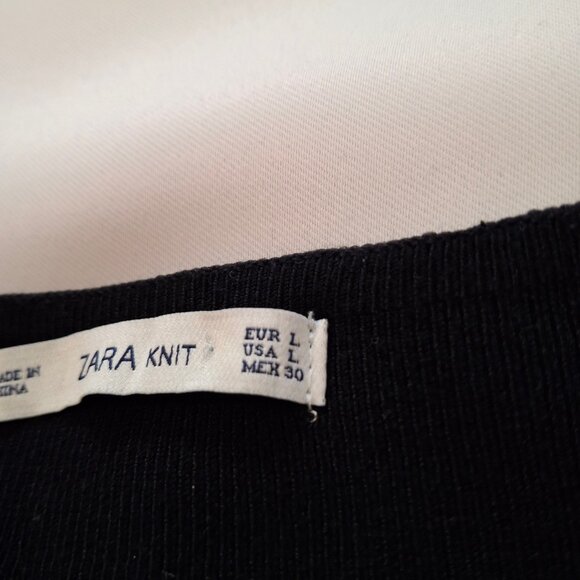 Sleek Zara Knit Size L Boatneck Bodycon 3/4 Sleeve Midi Dress Pull On - Picture 15 of 15